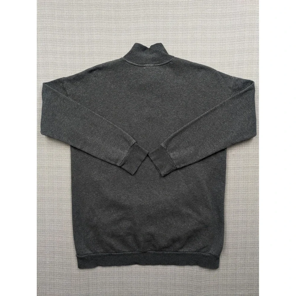 Adidas Sweatshirt Mens Large Gray 1/4 Zip Fleece Pullover Pink Logo Pockets